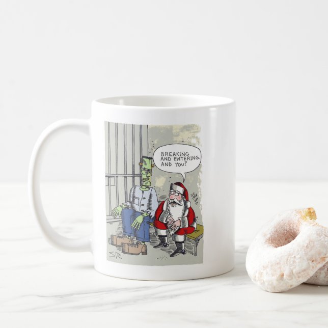 Santa In Gefängnisstrafe Tasse (Mit Donut)