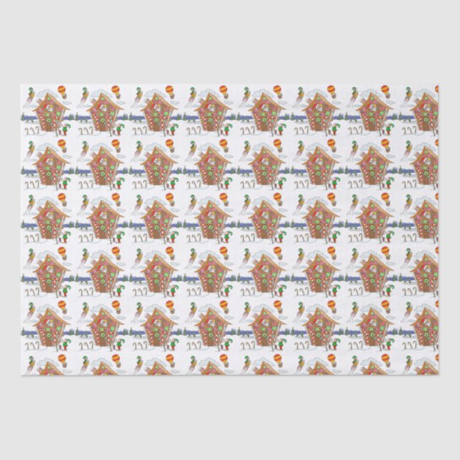 Santa in Gingerbread Elfen mit Candy Canes Seidenpapier (Vorderseite)