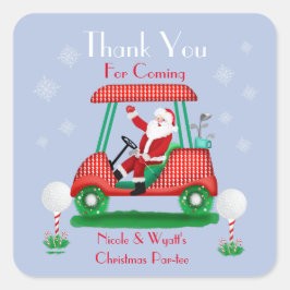 Santa In Golf Cart Weihnachtsfest Party Vielen Dan Quadratischer Aufkleber