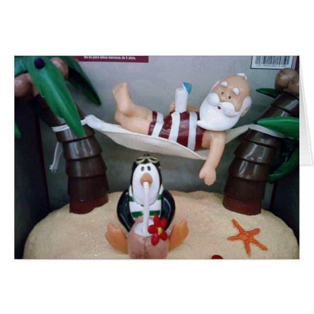 ***SANTA IN HAMMOCK*** SAGT MERRY CHRISTMAS (Vorderseite (Horizontal))