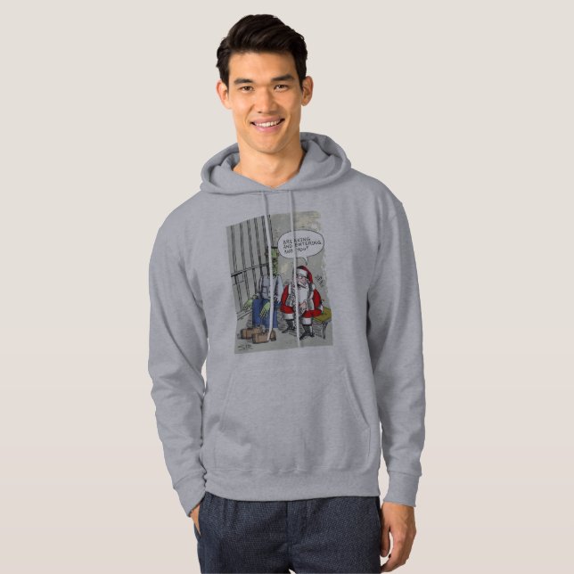 Santa in Jail graues gekröntes Sweatshirt (Vorne ganz)