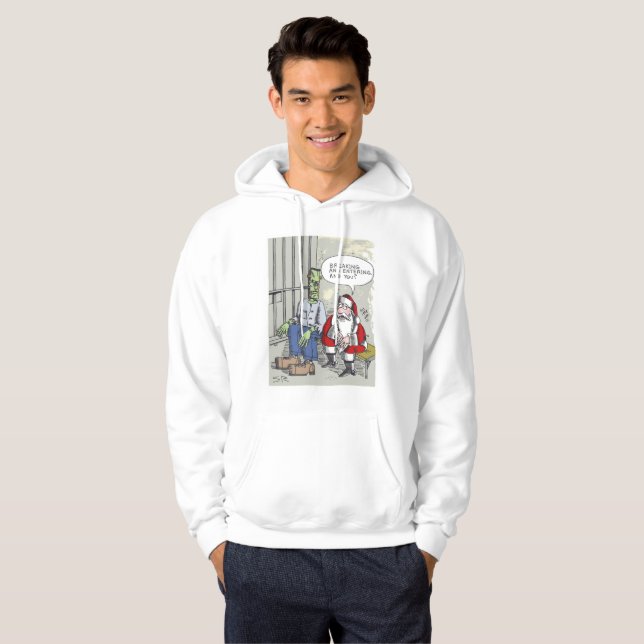Santa in Jail weiß gekleidetes Sweatshirt (Vorne ganz)