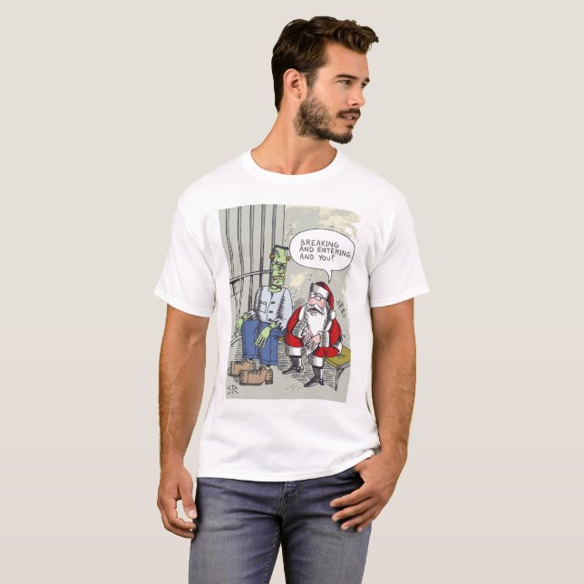 Santa in Jail White T - Shirt (Vorne ganz)