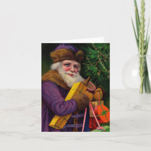 Santa in Lila Karte