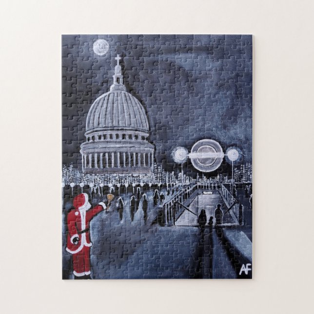 Santa in London Gemälde von Alfred Fox Puzzle (Vertikal)