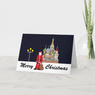 Santa in Moskau Weihnachtskarte Feiertagskarte