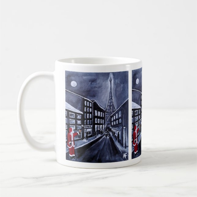 Santa in Paris Gemälde von Alfred Fox Kaffeetasse (Links)