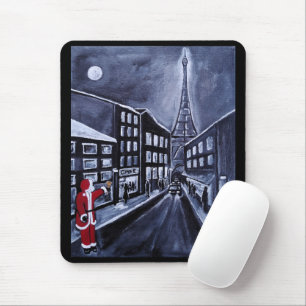 Santa in Paris Gemälde von Alfred Fox Mousepad
