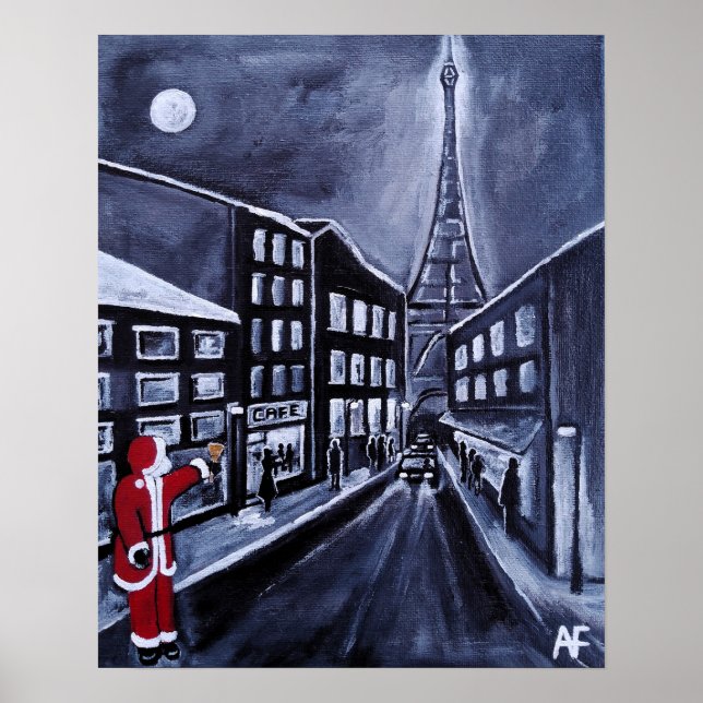 Santa in Paris Gemälde von Alfred Fox Poster (Vorne)