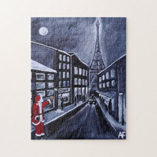 Santa in Paris Gemälde von Alfred Fox Puzzle