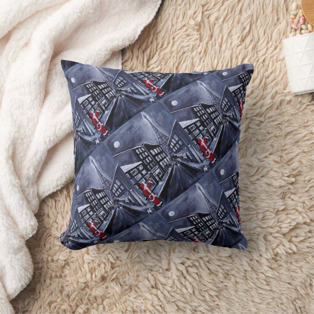 Santa in Paris Painting by Alfred Fox Kissen (Decke)