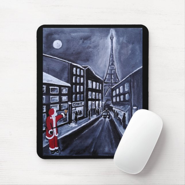 Santa in Paris Painting by Alfred Fox Mousepad (Mit Mouse)