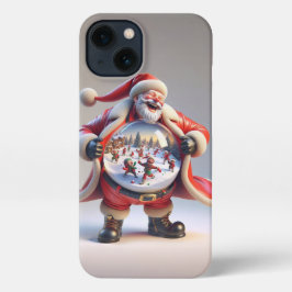Santa in Red mit Big Snow Globe, Weihnachten, Auth iPhone 13 Hülle