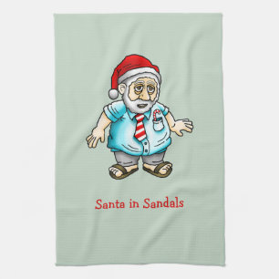 Santa in Sandalen Geschirrtuch