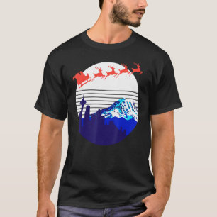 Santa in Seattle Washington Mt Rainier Weihnachten T-Shirt