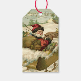 Santa in seinem Schlitten Geschenkanhänger