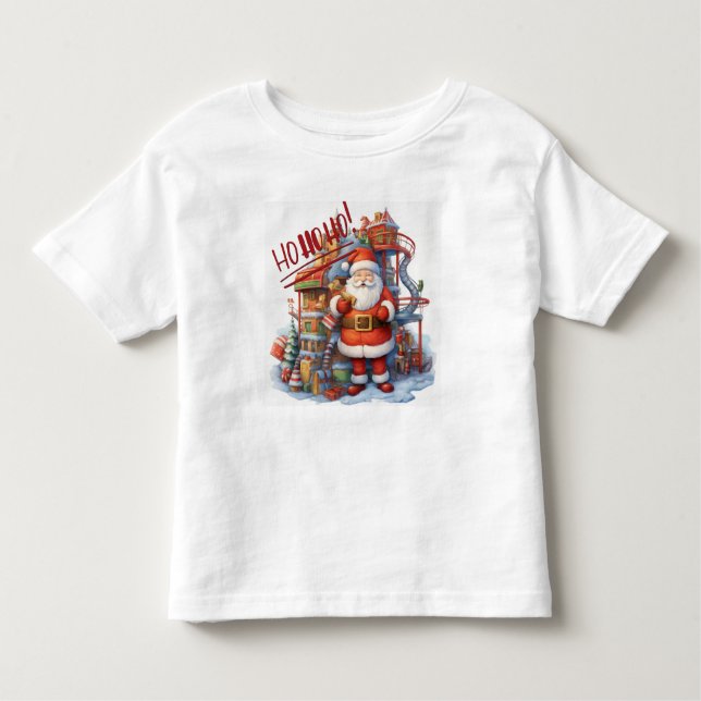 Santa in seiner Spielzeugfabrik Kleinkind T-shirt (Vorderseite)