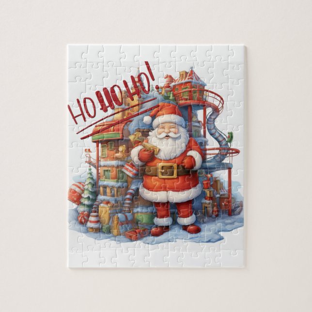 Santa in seiner Spielzeugfabrik Puzzle (Vertikal)