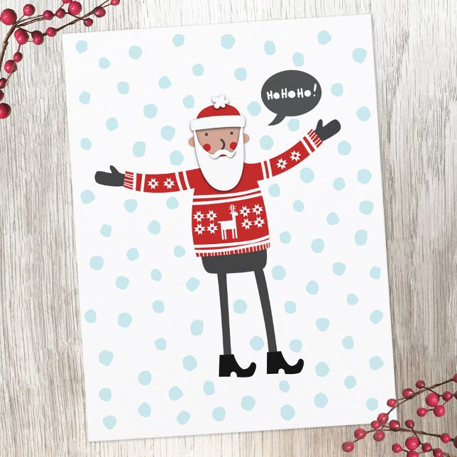 Santa in Skinny Jeans Feiertagspostkarte (Santa Claus in Skinny Jeans fun Holiday postcard)