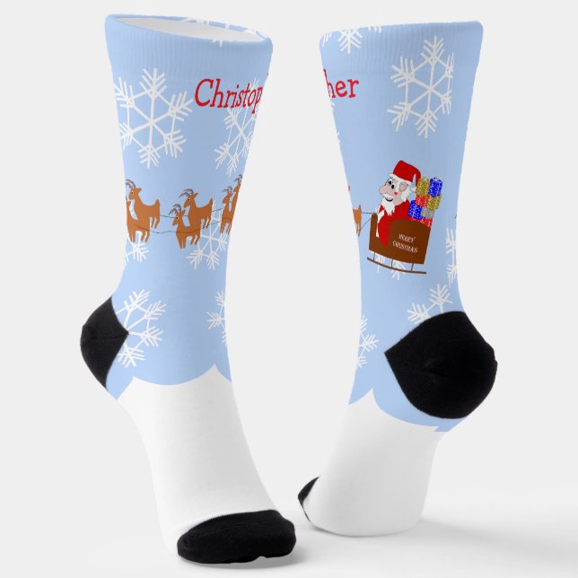 Santa In Sleigh Design Christmas Socken (Gewinkelt)