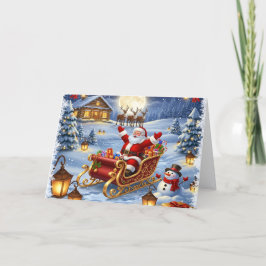Santa in Sleigh Holiday Card Feiertagskarte