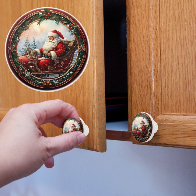 Santa in Sleigh Keramikknauf (Von Creator hochgeladen)