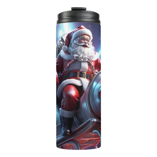 Santa in Space | Futuristic Christmas Art Thermosbecher (Vorderseite)