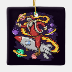 Santa in Space Keramikornament