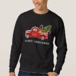 Santa in Vintag Red Christmas Truck Window Sweatshirt<br><div class="desc">In diesem festlichen Design präsentiert der Weihnachtsmann in einem Vintagen Truck-Fenster einen Weihnachtsbaum, Bonbons, Packages und die Aussage "Frohe Weihnachten" im dekorativen Schriftart. Der LKW ist auch mit Schnee bedeckt. Der Druck an der Tür lautet: "S. Claus liefert und liefert den Service." Das ist das perfekte Weihnachtsfest zum Klingeln in...</div>