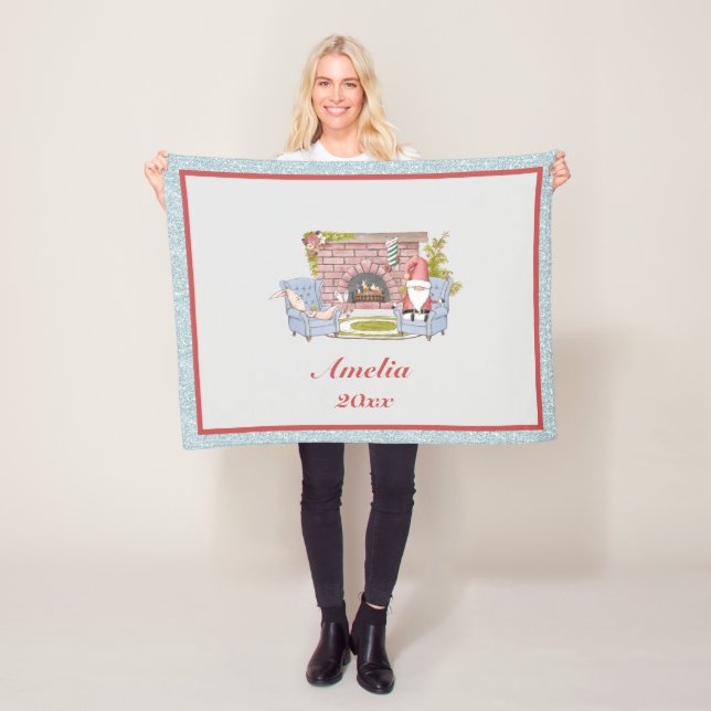 Santa Individuelle Name Year Keepake Fleece Blanke (Beispiel)