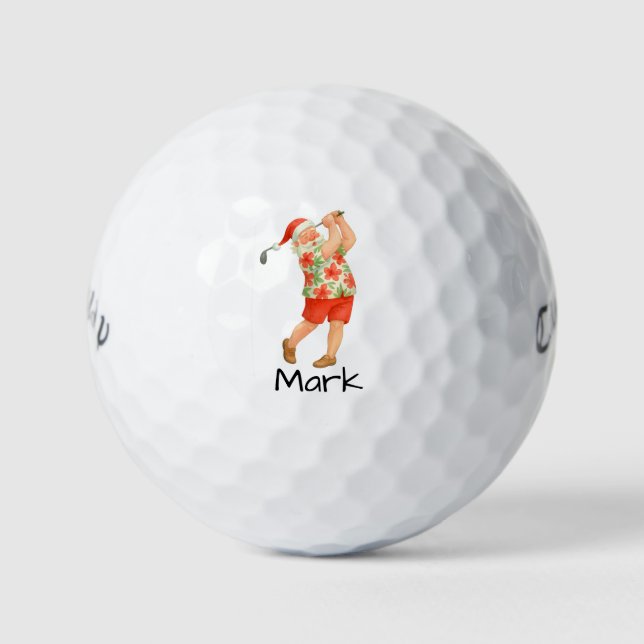 Santa is golfing Hawaii Shirt Golfball (Vorderseite)