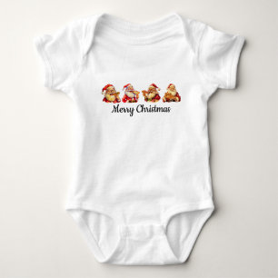 Santa isst Pizza, Weihnachten Baby T-Shirt Strampler