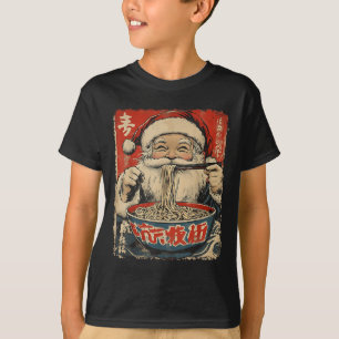 Santa isst Ramen-Nudeln Ukiyo-e Insred Weihnachten T-Shirt