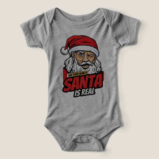 Santa ist echt – Frag Mutti Pop-Art zwinkernd Sant (Design Vorderseite)