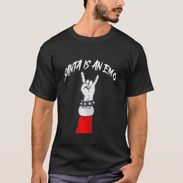 Santa ist ein Emo Funny Niedlich Emo Christmas Pun T-Shirt (Vorderseite)
