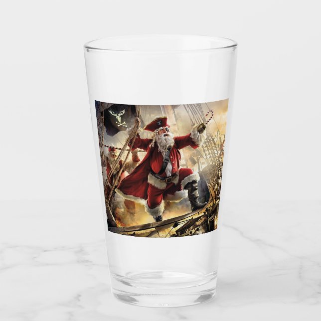 Santa ist ein Pirat Glas (Vorderseite)