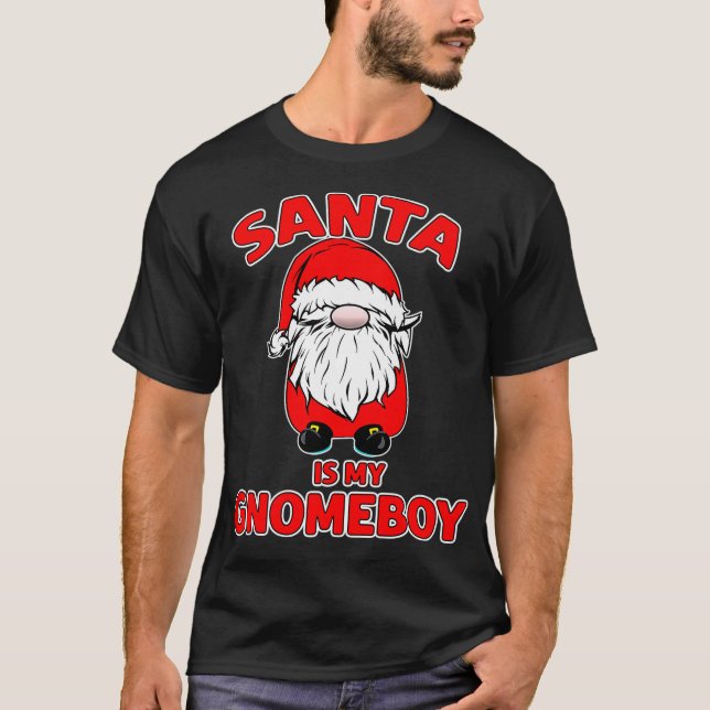 Santa ist mein Heim Gnomeboy Funny Christmas Gnome T-Shirt (Vorderseite)