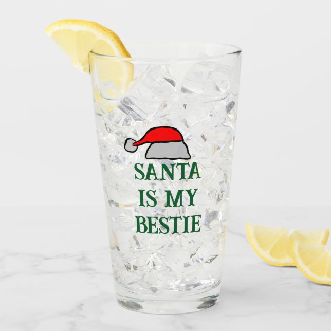 Santa ist My Bestie Glas (Vorderseite Ice)