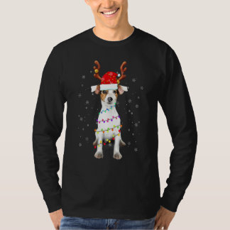 Santa Jack Russell Gorgeous Reindeer Light Christm T-Shirt