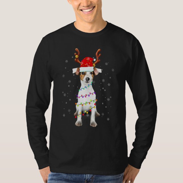Santa Jack Russell Gorgeous Reindeer Light Christm T-Shirt (Vorderseite)