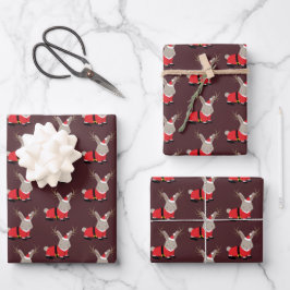 Santa Jackalope Lila Neuheit Weihnachtswrapping Geschenkpapier Set