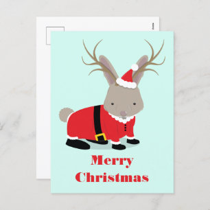Santa Jackalope Weihnachtsfeiertag Postkarte