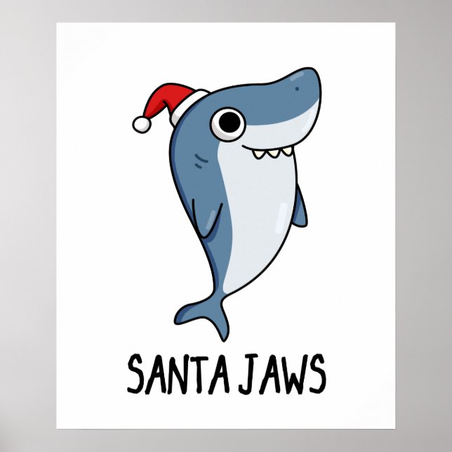 Santa Jaws Funny Shark Christmas Pub Poster (Vorne)