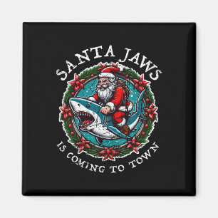 Santa Jaws kommt in die Stadt Weihnachten Weihnach Magnet