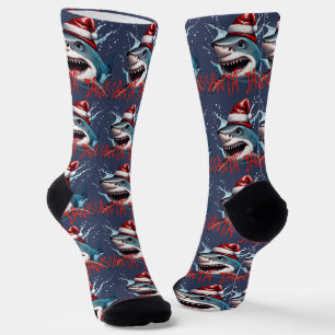 Santa Jaws Pub Zitat Weihnachten Hai Cartoon Kunst Socken