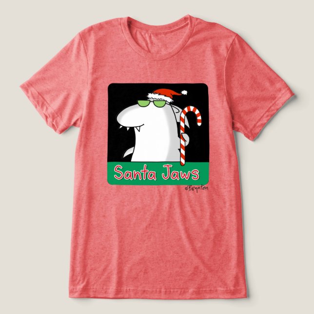 Santa Jaws Tri-Blend Shirt (Design Vorderseite)