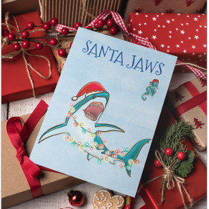Santa Jaws Weißer Weihnachtshai Feiertagskarte