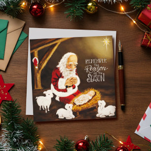 Santa Jesus Grund für die Jahreszeit Schöne Feiertagskarte