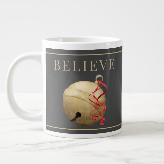 Santa JINGLE BELL, GLAUBWÜRDIGE Typografie Jumbo-Tasse (Links)