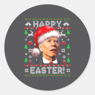 Santa Joe Biden Frohe Ostern hässliches Weihnachte Runder Aufkleber